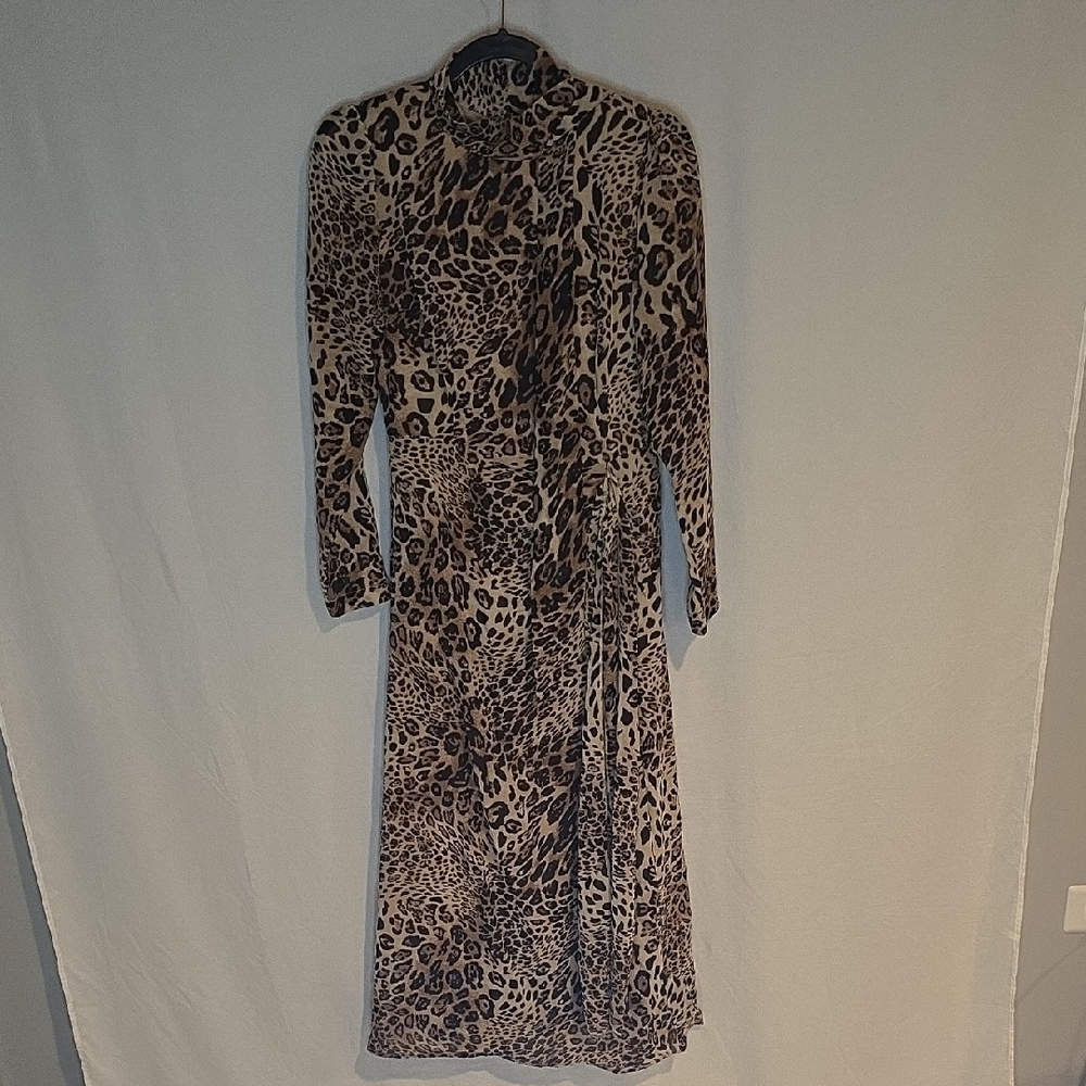 Leopard Print Long Sleeve Dress